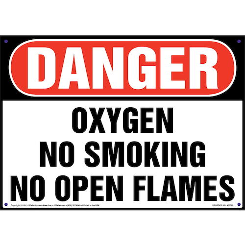 Danger: Oxygen No Smoking/Open Flames Sign - OSHA (011750)