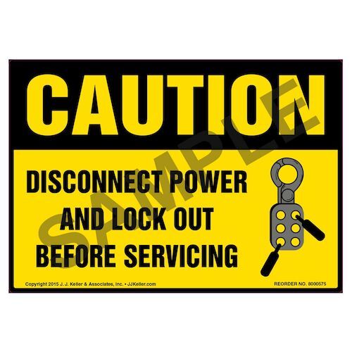 Caution: Disconnect Power And Lock Out Before Servicing - OSHA Label (011804)