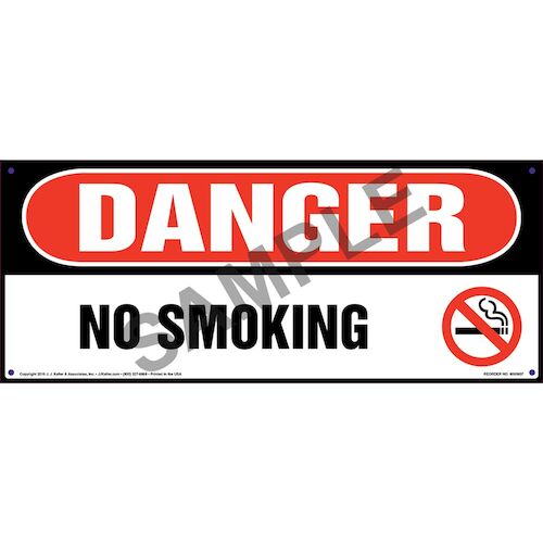 Danger: No Smoking Sign with Icon - OSHA, Long Format (011837)