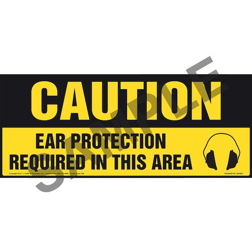 Caution Ear Protection Required In This Area With Graphic OSHA Sign