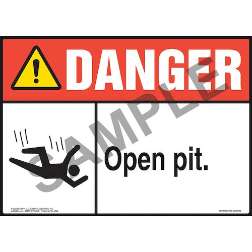 Danger: Open Pit Sign with Icon - ANSI (011934)