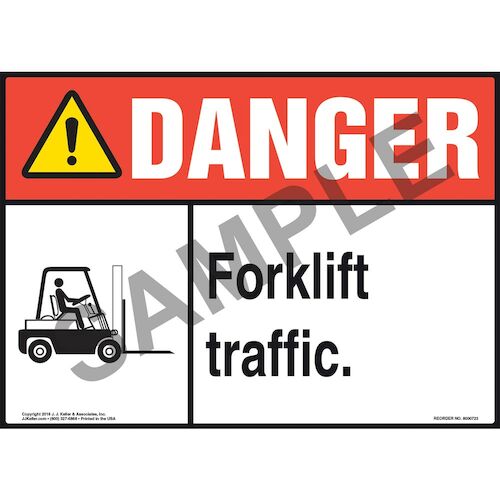 Danger: Forklift Traffic Sign with Icon - ANSI (011959)