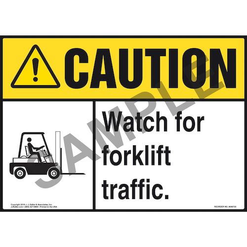 Caution: Watch for Forklift Traffic Sign with Icon - ANSI (011961)