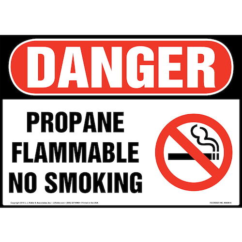 Danger: Propane Flammable No Smoking Sign with Icon - OSHA (012051)