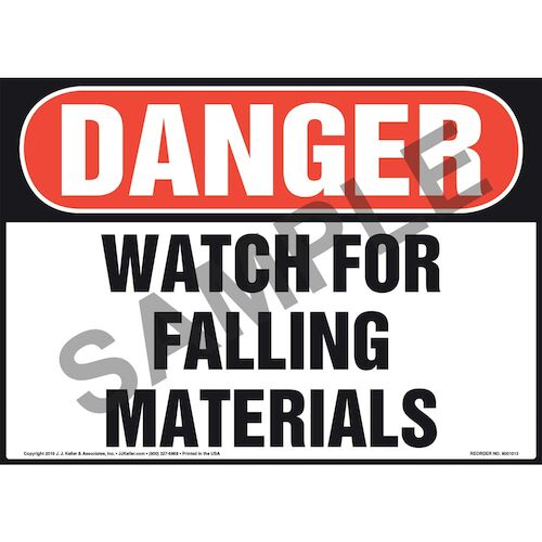 Danger: Watch For Falling Materials Sign - OSHA (011051)