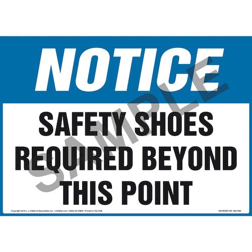 Notice: Safety Shoes Required Beyond This Point Sign - OSHA (011107)