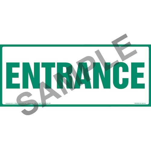 Entrance Sign - Green Text, Long Format (012160)