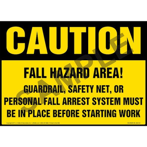 Caution: Fall Hazard Area - OSHA Sign (012440)