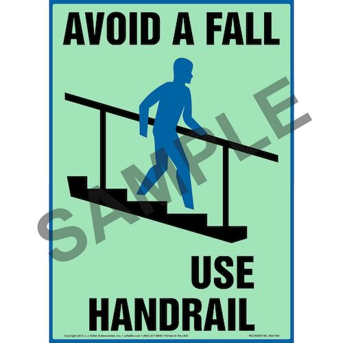 Avoid A Fall, Use Handrail Sign - Glow In The Dark (012628)