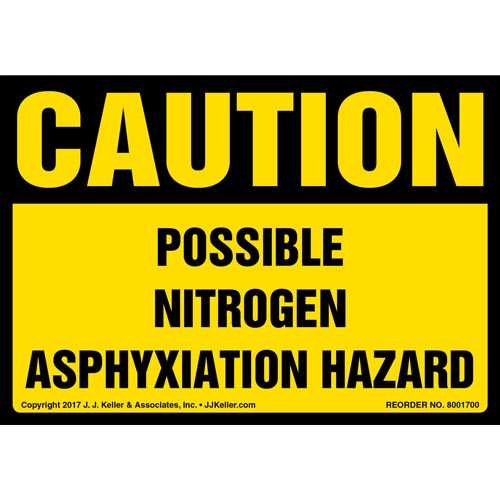 Caution: Possible Nitrogen Asphyxiation Hazard Label - OSHA (013107)