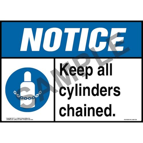 Notice: Keep All Cylinders Chained Sign with Icon - ANSI (013273)