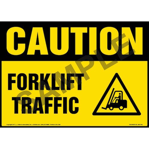 Caution: Forklift Traffic Sign with Icon - OSHA (013300)