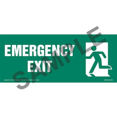 Emergency Exit Left Sign with Icon (013316)