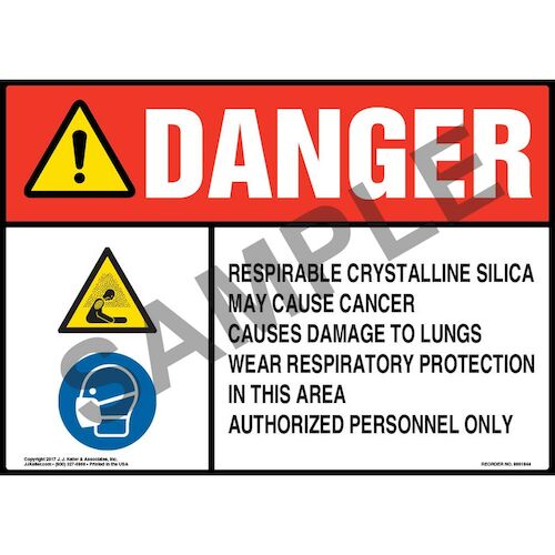 Danger: Respirable Crystalline Silica Sign - ANSI, Hazard &amp; Respirator ...