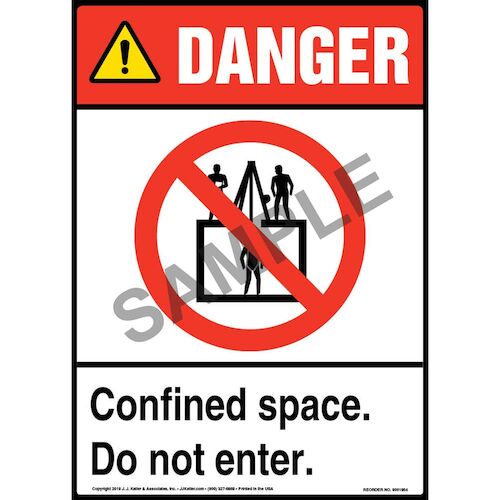 Danger: Confined Space, Do Not Enter Sign with Icon - ANSI (013526)