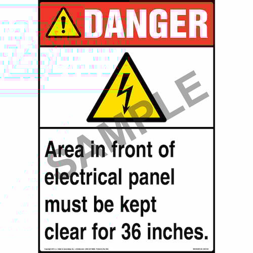 Danger: Area In Front Of Electrical Panel Must Be Kept Clear Sign with Icon - ANSI (013608)