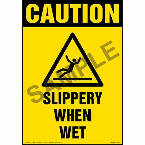 Caution Slippery When Wet Safety Sign Or Decal 7 Sizes Osha Warning W090 Business And Industrial 9673