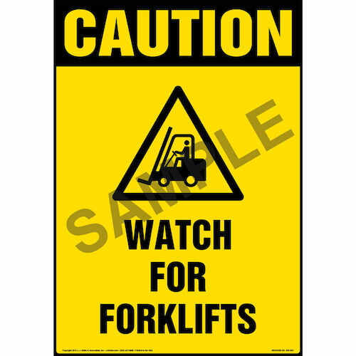 Caution: Watch For Forklift Sign with Icon - OSHA, Portrait