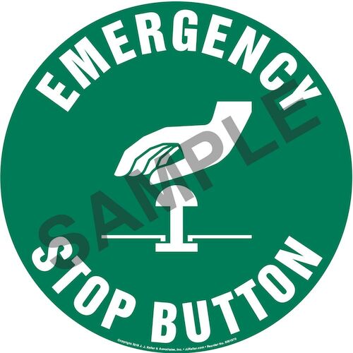 Emergency Stop Button Sign with Icon - Round (013630)