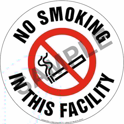 No Smoking In This Facility Sign with Icon - Round (013636)
