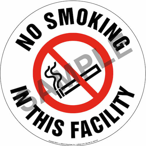 No Smoking In This Facility Sign with Icon - Round (013636)