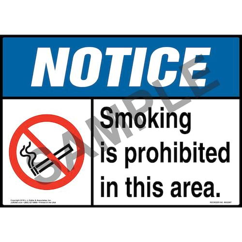 Notice: Smoking Is Prohibited in This Area Sign with Icon - ANSI (014512)