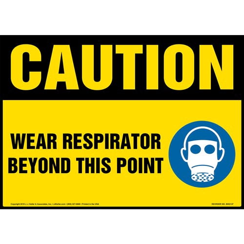 Caution Wear Respirator Beyond This Point Sign with Icon OSHA