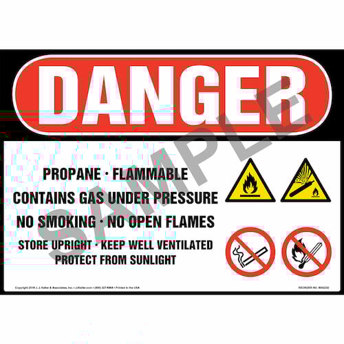 Danger: Propane Gas Under Pressure Sign with Icons - OSHA (014719)