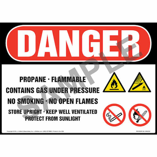 Danger: Propane Gas Under Pressure Sign with Icons - OSHA (014719)