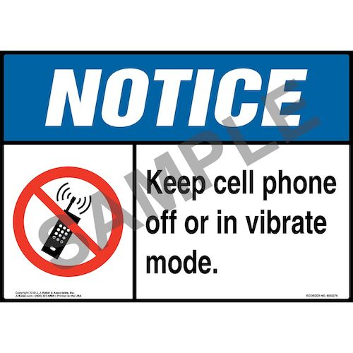 Notice: Keep Cell Phone Off Or In Vibrate Mode Sign with Icon - ANSI (015274)
