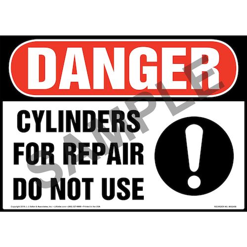 Danger: Cylinders For Repair, Do Not Use Sign with Icon - OSHA (015356)