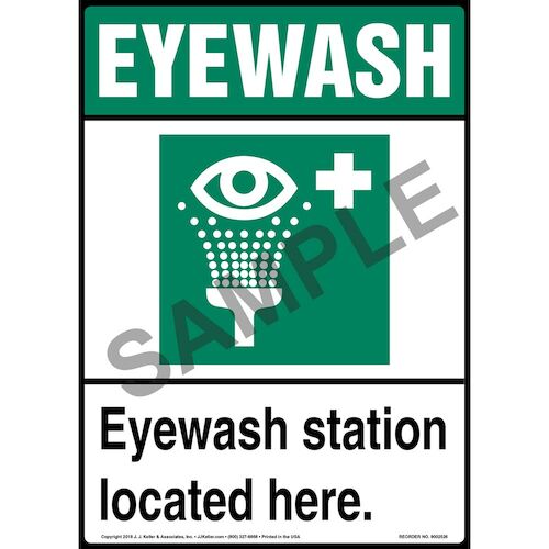 Eyewash Station Located Here Sign with Icon Portrait