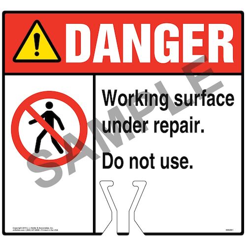 Cone Topper Sign Danger Working Surface Under Repair Sign with Icon