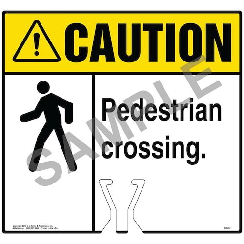Cone Topper Sign - Caution: Pedestrian Crossing Sign with Icon - ANSI (015871)