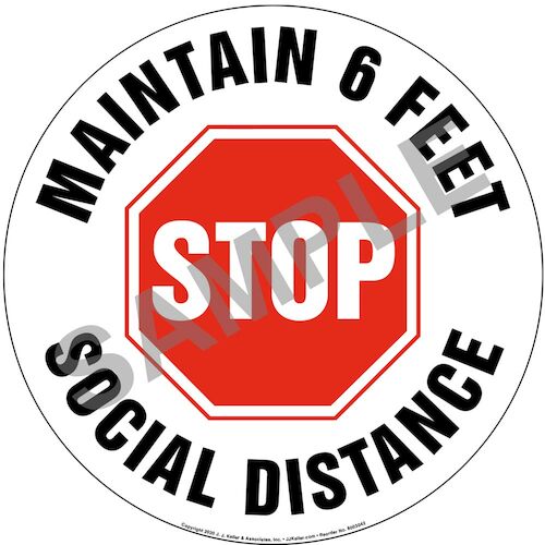 Stop and Maintain 6 Feet Social Distance Floor Decal (017226)
