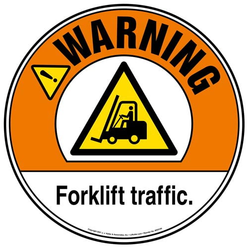 Warning: Forklift Traffic Floor Decal - ANSI (017977)