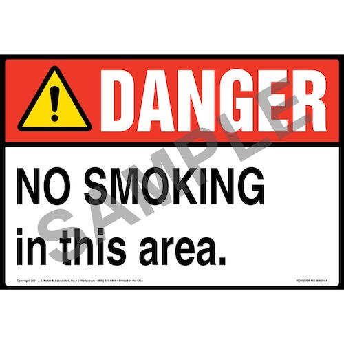 Danger: No Smoking in This Area Sign – ANSI – Extra-Large (018288)