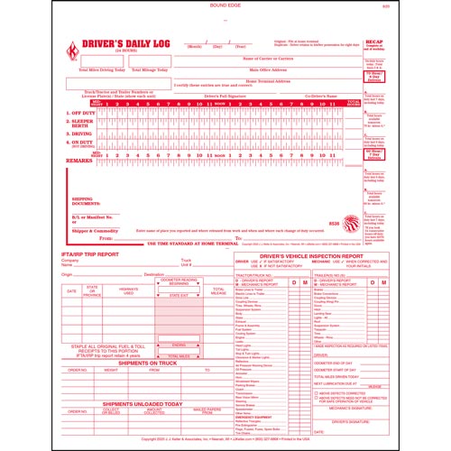 J.J. Keller 701L Driver's Daily Log Book w/ No DVIR, 2-Ply, Carbonless, w/ Recap (MOST POPULAR)