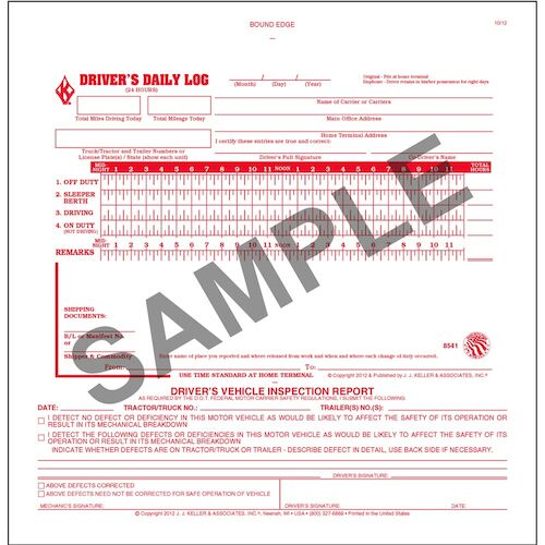 2-In-1 Driver's Daily Log Book w/Simplified DVIR, 2-Ply, w/Carbon, No Recap - Stock (04159)