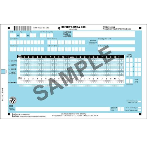 Scannable Driver's Daily Log Book, 2-Ply, w/Carbon, No Recap, Book Format - Stock (04203)