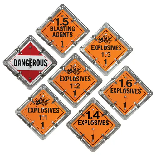 Aluminum Flip Placard - 7 Legend, Class 1, Worded, Explosives