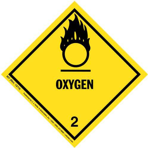 Hazardous Materials Labels Class 2, Division 2.2 Oxygen Paper, Roll