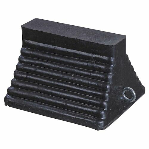 Black Molded Rubber Wheel Chock w/ Eyebolt (01606)