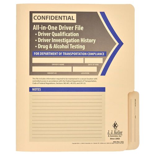 Confidential All-In-One Driver Qualification File Folder - For Two-Copy Forms (00063)