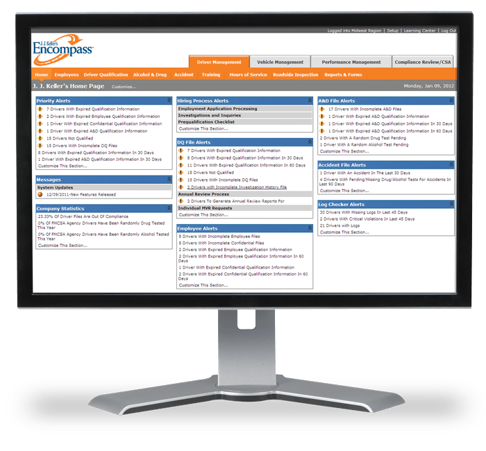 Encompass on computer monitor